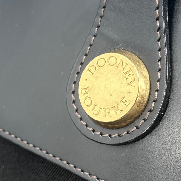 VTG Dooney & Bourke USA Black Leather Canvas Weekender Overnight Duffle No Strap - Picture 10 of 16